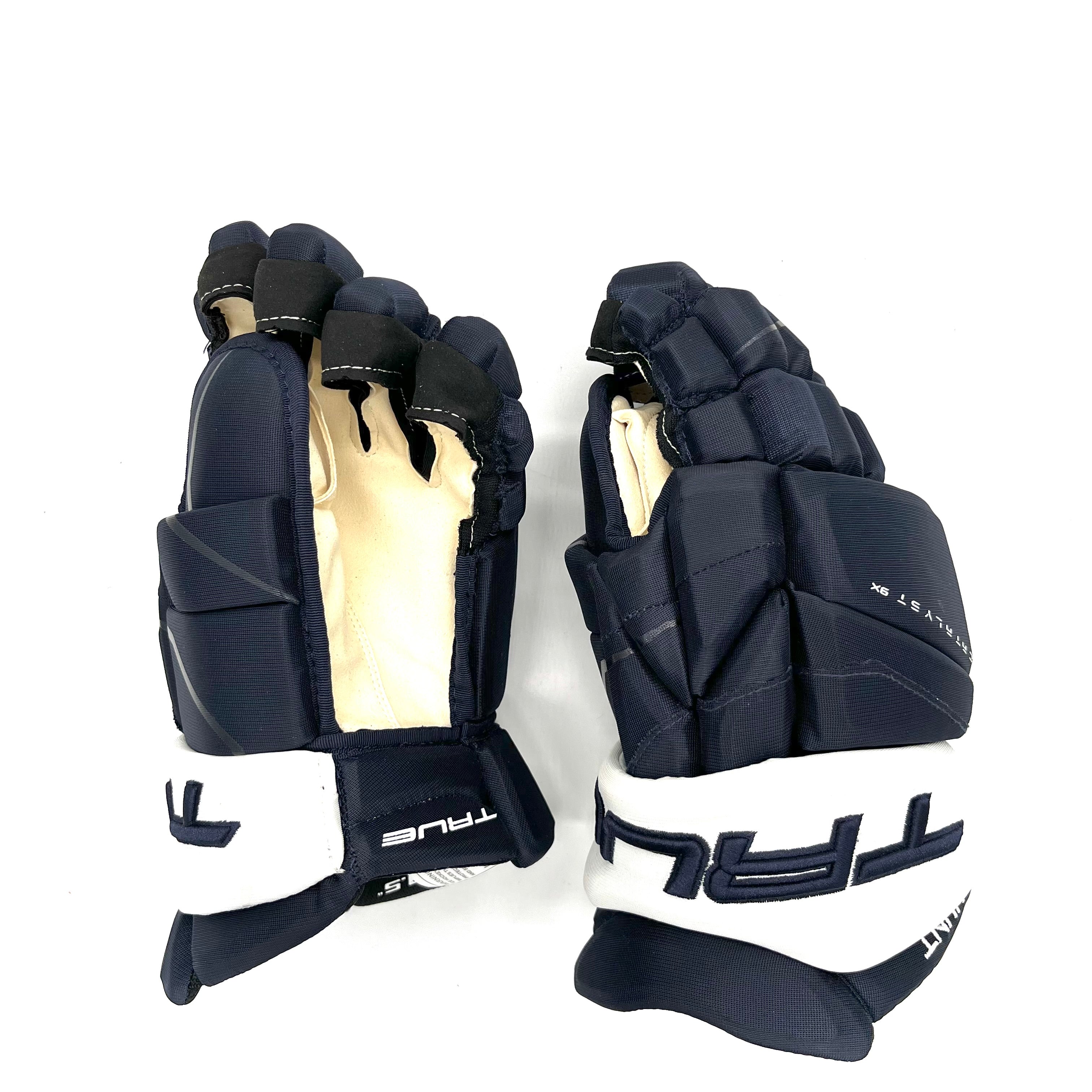 True Catalyst 9X - Gant professionnel NHL - Brad Hunt (bleu marine/blanc)